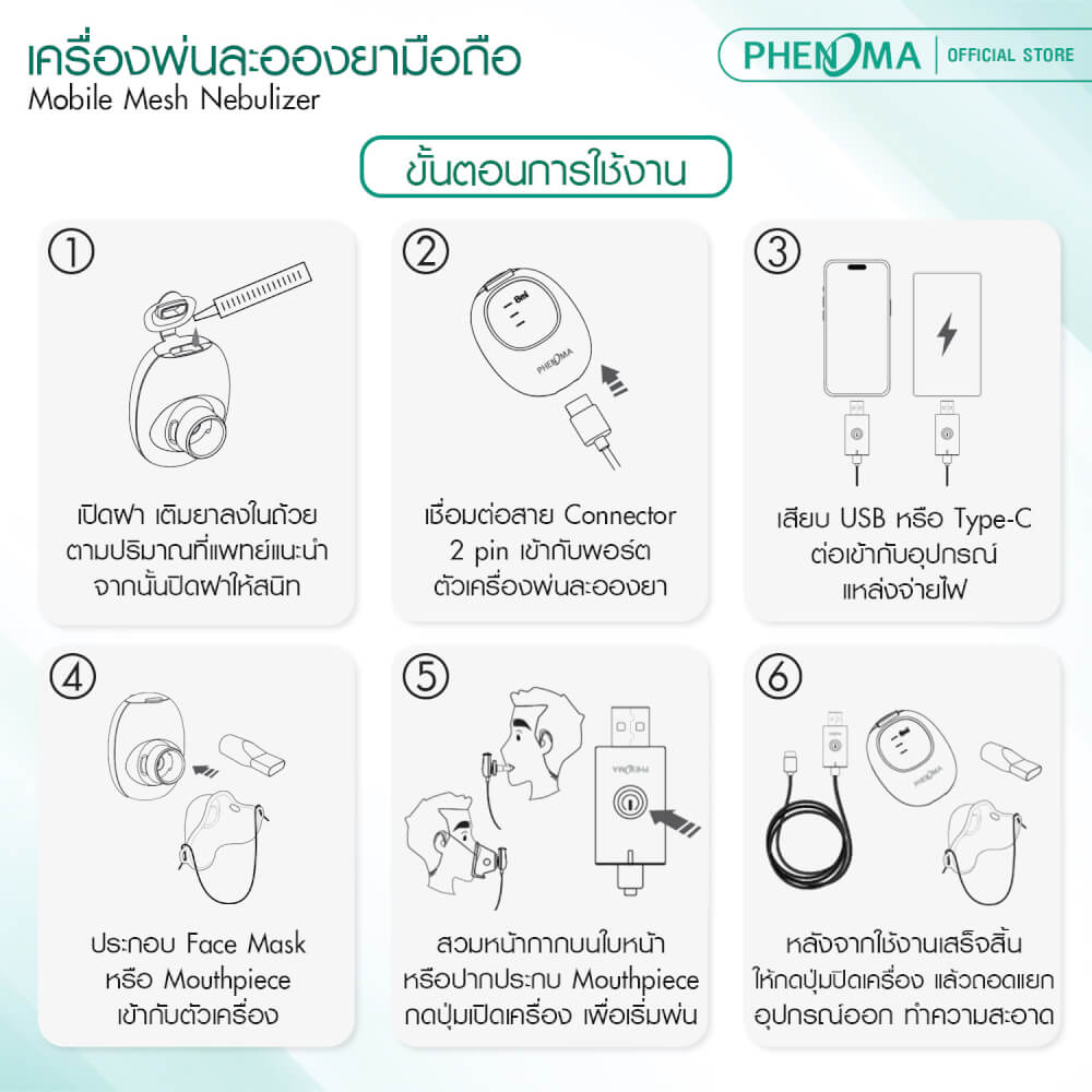 เครื่องพ่นละอองยามือถือ PHENOMA รุ่น PH-M9 สำหรับพ่นยาเด็กและผู้ใหญ่_5